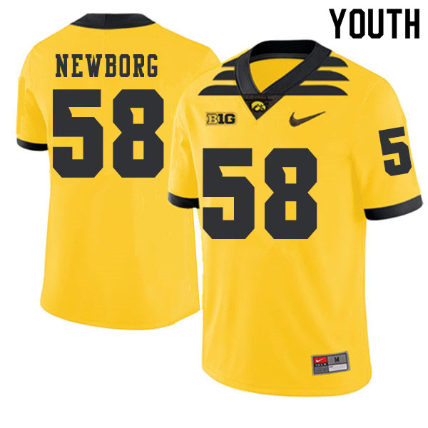 2019 Youth #58 Jake Newborg Iowa Hawkeyes College Football Alternate Jerseys Sale-Gold